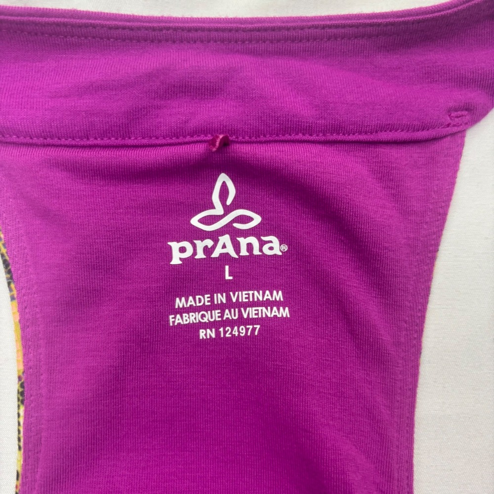 prAna Women's Racerback Athletic Dress L Purple Geometric Print Stretch Yoga - Picture 5 of 10